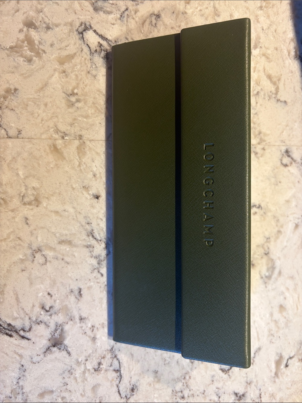 Longchamp Olive Green Eyewear Case with Embossed Logo - Picture 2 of 5